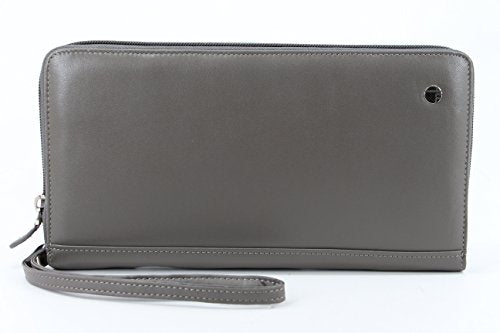 Zip-Around Passport Gray Unisex Leather Wallet Executive Boarding Pass Holder (Drizzling Mist) - color: Drizzling Mist
