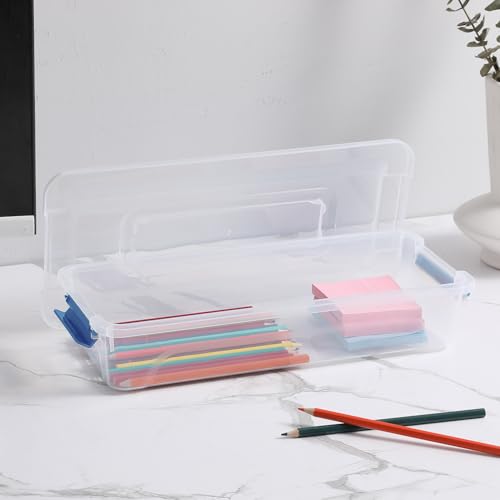Clear Plastic Storage Bins with Lids Stackable Storage Box for Crafts, Supplies (Small 8Pack Blue) - size: Small 8Pack Blue
