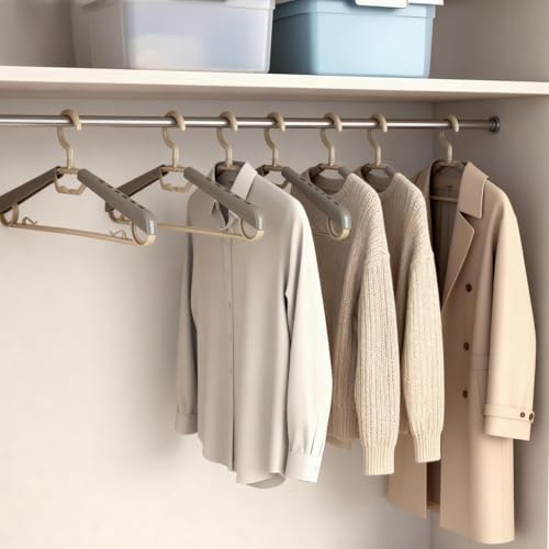 12-Pack Heavy Duty Plastic Extra-Wide Arm 15"-23" Suits Clothes Hangers with Swivel Hooks,Perfect for Coat,Jacket,Dress,Shirt,Trousers or Closet Space Saving,Grey&Tan - color: Gray-12 Pack