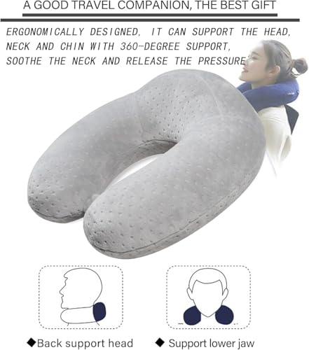 Travel Pillow Neck Pillows for Sleeping Travel Grey Memory Foam U Shape Airplane Pillow for Head and Neck Support Portable Travel Pillow for Traveling Car Home Office