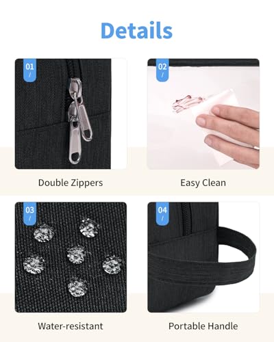 Narwey Clear Travel Toiletry Bags for Traveling Toiletries Men Women, Clear Makeup Bag Cosmetic Bag with Zipper, Make Up Pouch Organizer Bag with Handle, Skincare Beach Snack Medicine Bag, Black - color: Clear-Black