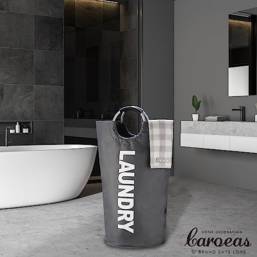 Caroeas 100L Laundry Basket,Large Laundry Hamper, Laundry Bag with Padded Handles, Clothes Hamper Stands Up Well, Collapsible Free Standing Easy Storage Washing Bin (Dark Grey,100L) - color: Dark Grey, size: 100L