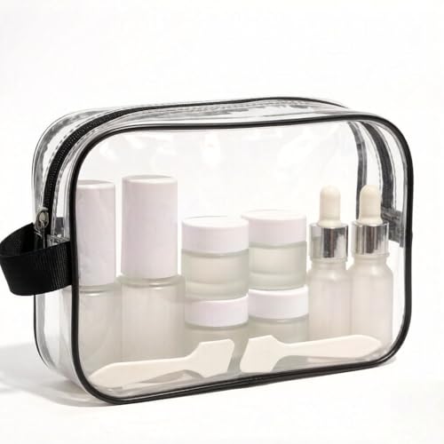 18 pcs Glass Travel Bottles for Toiletries, TSA Approved Glass Travel Containers White Frosted Mini Travel Bottles with Label, BPA Free Leak Proof with Pump Bottles for Makeup, Skincare - color: White Frosted Glass-Mini