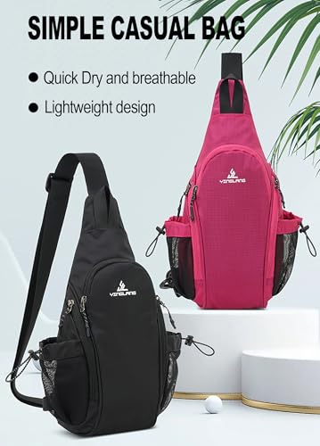 Peicees Small Sling Bag with 2 Bottle Holders (Suitable for 2.5 IN Diameter Bottle), Sling Backpack Crossbody Bag Chest Daypack for Daily Use Travel, Bottle Not Included, Black - color: Black