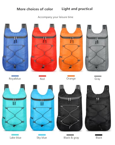 levayhill 16L Foldable Hiking Backpack,Small Packable Daypack, Black & Gray | Lightweight ,Outdoor Collapsible Rucksack,Ultralight Folding Back Pack, Water Repellent, Men Women Travel Gym, Easy Carry-on - color: Black&gray