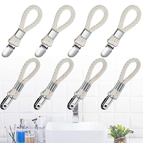 8 Pcs Kitchen Towel Clips, Metal Bath Towel Clips for Hooks, Hand Towels Hook with Loop Cotton for Home Kitchen Bathroom