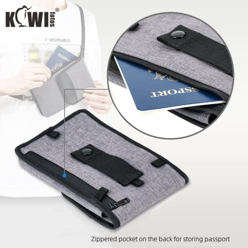 KIWIFOTOS Travel Cell Phone Pouch Crossbody Bag with Strap for iPhone 17 16 15 14 Pro Max S26 S25 Ultar Walking Passport Holder Neck Phone Holster Carrying Cases - color: Grey, Single Layer