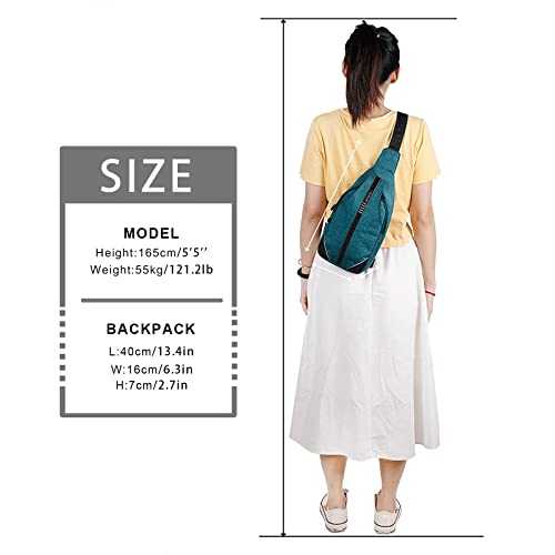 WATERFLY Tiny Crossbody Sling Backpack Anti Theft Backpack for Traveling Chest Shoulder Bag (Teal Blue) - color: Teal Blue (Small)