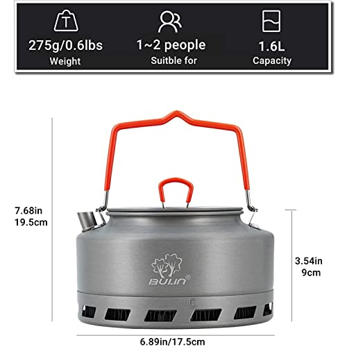 Bulin Camping Kettle 2.2L/1.6L Aluminum Alloy Open Campfire Coffee Tea Pot Fast Heating Outdoor Gear Great for Boiling Water Ultralight Portable for Hiking Picnic Travel