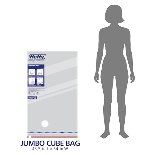 Hefty Shrink-Pak Vacuum Storage Bags – For Clothes, Pillows, Towels, Blankets & More – Space Saver Vacuum Suction Sealer Bags for Home or Travel – 4 Jumbo Cubes, 43.5 x 34 x 18 Inches - size: 4 Jumbo Cube