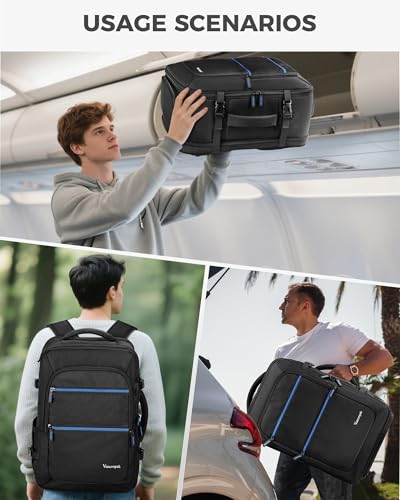 Vancropak Spirit Airlines Personal Item Bag 18x14x8 Backpack, TSA Approved Underseat Travel Backpack with Shoe Compartment Removable for Men & Women, Lightweight Luggage Bag Fit 17.3 inch Laptop - color: Blue