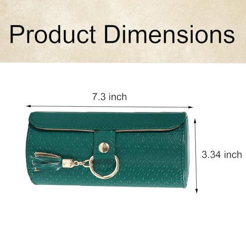 3 Layered Travel Jewelry Case, Three Distinct Layers Women Jewelry Box, Foldable Cylindrical Jewelry Storage Box for Earrings, Necklaces, Rings, Bracelets, Brooches, Watches (Green) - color: Green