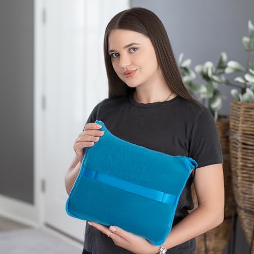 BlueHills Premium Soft Travel Blanket Pillow Airplane Blanket in Soft Bag case with Hand Luggage Belt and Carabiner Compact Pack Large Cozy Plane Car Train Teal Blue T022 - color: Tealblue-1pk-t022