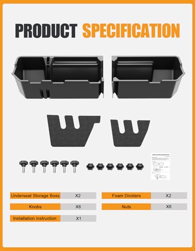 KINGGERI Under Seat Storage Boxes - Compatible with 2006-2025 Honda Ridgeline Crew Cab, Heavy Duty Upgraded Rear Under Back Seat Storage Truck Cargo Black Tool Box Organizer - size: Compatible with 2006-2025 Honda Ridgeline