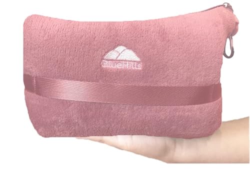 BlueHills 2 Pack Travel Blanket Pillow in Mini Soft Case Premium Plush Airplane Blankets Soft Bag Compact with Luggage Belt and Backpack Clip Small Traveling Pillows Lightweight Accessories - Pink M22 - color: Pink-2pk-m22
