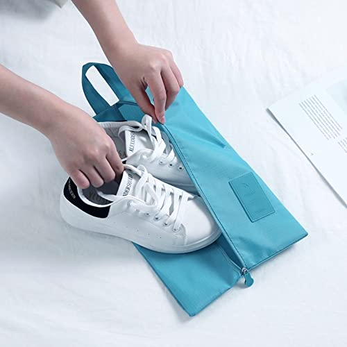 7 Set Packing Cubes, Travel Foldable Luggage Organizers Storage Bag Accessories Suitcase with Laundry Bag & Shoe Bag, Blue - color: Light Blue