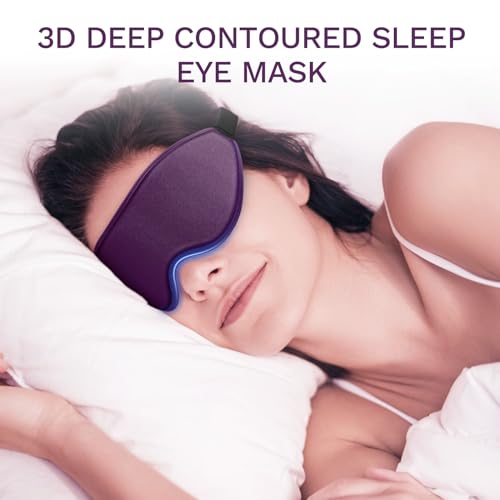 FlyCoco 99% Fully Block Out Light Eye Sleep Mask, 3D Deep Contoured Eyes Cover Zero Pressure, Long Lash Extension Eyes Mask with Adjustable Straps for Sleeping Travel Home Nap Rest Women Men (Purple) - color: Purple