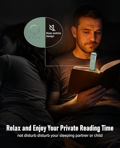 HIONXMGA Book Reading Light,Silent Touch Books Lamp for Reading in Bed,Rechargeable Clip on Booklight with 3 Amber Colors & 7 LEDs Precise Dimming for Eye Caring Night Reading,Book Lovers,Kids,Green - color: Green