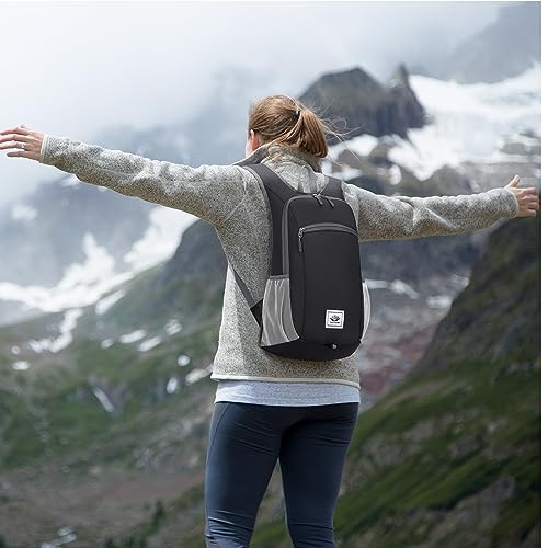Esup 15L Lightweight Hiking Backpack Foldable Small Travel Backpack Packable Camping Backpack for Women Men (Black) - color: Black