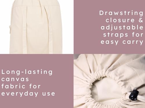 PurpleEssences Laundry Bag Durable Clothes Drawstring Bag Machine Washable Travel Laundry Organizer for Dorm, College, Hamper - Set of 1, 15 x 28 Inch, Laundry Bag - Natural - size: 15 x 28 Inch Laundry Bag