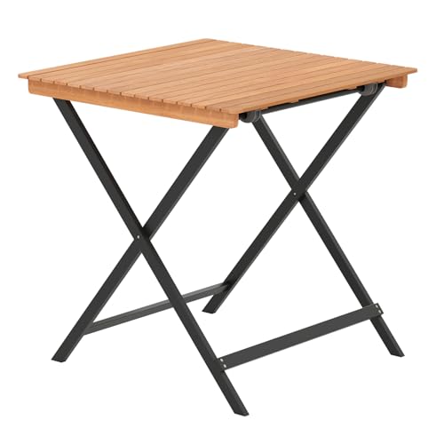 Tangkula 28-Inch Acacia Wood Patio Dining Table, Square Foldable Outdoor Table with Slatted Tabletop, Portable Outside Bistro Dining Table for Backyard, Porch, Balcony - size: 28"