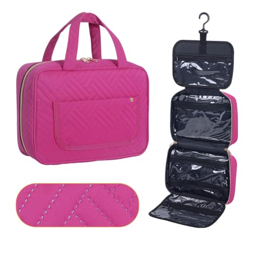 Hanging Toiletry Bag for Women Cosmetic Toiletries Travel Bag, Rose Red - color: Rose Red