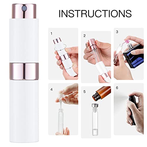 LISAPACK 8ML Atomizer Perfume Spray Bottle for Travel, Empty Refillable Cologne Dispenser, Portable Sprayer (White) - color: White