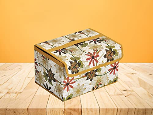 atorakushon Fabric Foldable Storage Travel Closet Cabinet Organizer Storage Boxes for Storing Socks Bra Handkerchiefs for Universal Fit Pack of 3 Gold