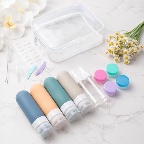 MODENGKONGJIAN 16 Pack Travel Bottles for Toiletries,TSA Approved Silicone Squeezable Travel Shampoo Bottles, 3oz Leak Proof Refillable Toiletry Cosmetic Containers(16 Pcs/Light Yellow) - color: 16PCS/Light Yellow