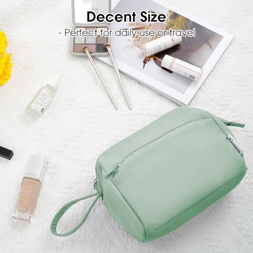 Narwey Wide-open Makeup Bag Women Girls, Travel Toiletry Bag for Women Cosmetic Bag Organizer Make up Bag with Compartments Toiletries Medicine Bag (Mint Green) - color: Mint Green
