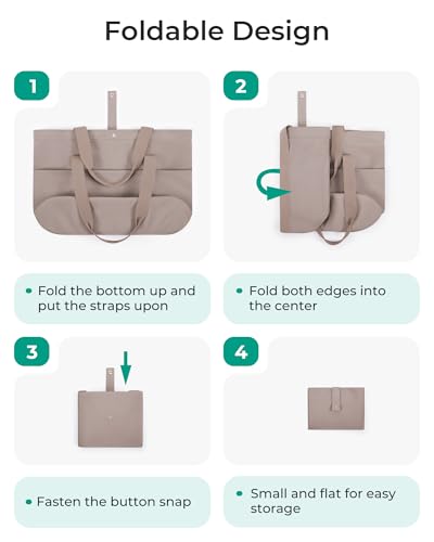 BAGSMART Tote Bag for Women, Foldable Tote Bag With Zipper Travel Shoulder Bag Handbag for Work - color: Grayish Brown-16.5''l X 6''wx 14''h