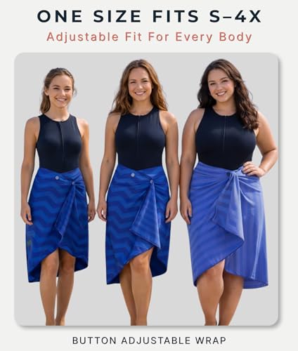 3-in-1 Wearable Beach Wrap & Lightweight Travel Towel – Sarong with Secure Button Closure, Quick-Dry Sand-Free Microfiber, Adjustable Fit (64”x33”, Fits S–4X), Compact Pool & Beach Essential, DarkBlue - color: Dark Blue Chevron