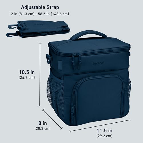 Bentgo Prep Deluxe Insulated Multimeal Bag - Lunch Box Bag, Holds 5 Meals, Premium Insulation up to 8 Hrs, Durable, Water-Resistant - Large Capacity For Adult Meal Prep (Navy Blue) - color: Navy Blue