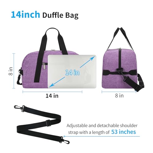 Apenze Small Gym Bag 14 inch lightweight Carry On Mini Duffel Bag for Travel Sport - Lavender Purple - color: Lavender Purple