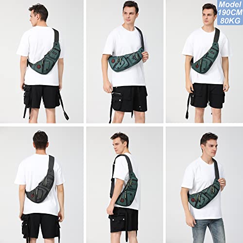 NICGID Sling Bag Chest Shoulder Backpack Crossbody Bags Casual Daypack for Men Women - color: Dark Green