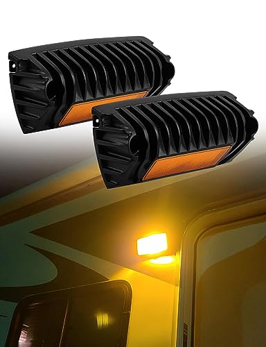 Chelhead 800lm Led RV Porch Light Exterior Utility Light 12V Amber Replacement Lighting Led Scene Lights Compatible with RVs, Traliers, Campers, Roof Rack, Trucks - color: Yellow Light-Black Housing