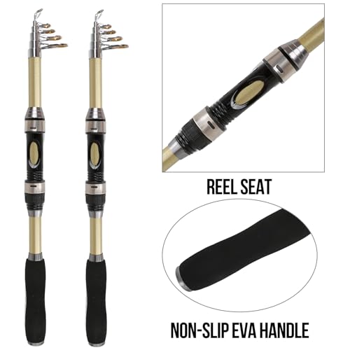 Telescopic Fishing Rod and Reel Combo – Collapsible 5.9ft Fishing Pole with Spinning Reel & Carry Bag, Travel Fishing Starter Kit for Beginners & Gifts