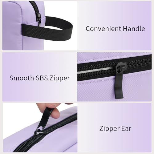 Travel Hanging Toiletry Bag with Carry Handle - Water-Resistant Small Cosmetic Organizer for Men & Women, Makeup, Shaving Kit, Gym & Travel Essentials (Lavender) - color: Lavender