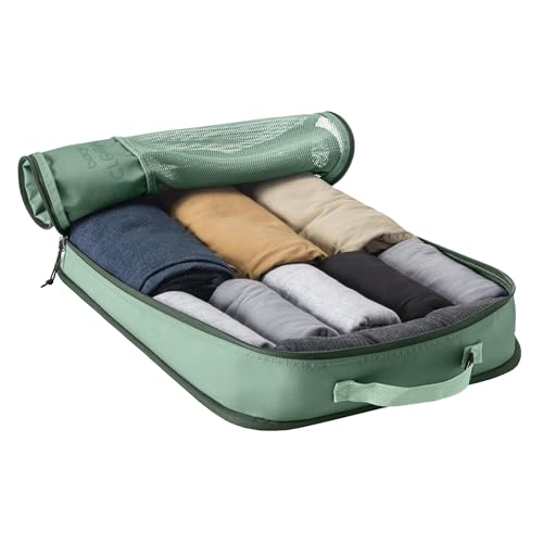 Eagle Creek Pack-It Reveal Expansion Cube - Adjustable Storage Expansion Cube for Travel - Durable Compression Zipper - Water-Resistant - Sustainable - Large - Willow Green - color: Willow Green