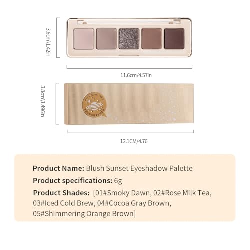 5 Colors Neutral Nude Matte & Shimmer Eyeshadow Palette,Rose Brown Beige Bronze Neutral-Warm Mattes Glitter Eye shadow Contour Makeup Palette for Mature Women, Blue Green Eyes, Daily Natural Makeup. - color: C04