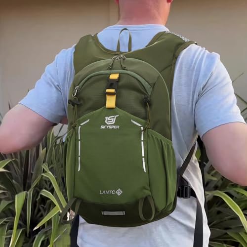 SKYSPER Small Hiking Backpack - 15L Travel Daypack Lightweight Bag Water Resistant Hiking Backpacks for Women Men - color: Lantc15-armygreen, size: Small