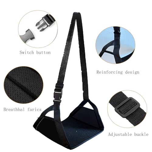 Airplane Foot Hammmock for Plane Travel Accessories Ajustable Foot Rest for Airplane Gadgets,Travel Essentials for Flight Plane,Office,Desk (Black)