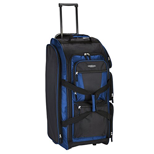 Travelers Club Xpedition 30 Inch Multi-Pocket Upright Rolling Duffel Bag - color: Neon Blue