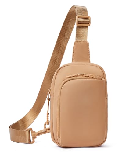 CHOLISS Small Crossbody Bags for Women and Men, Sling Bag for Women and Men Trendy, Fanny Packs Chest Bag with Extended Strap - color: Caramel Brown