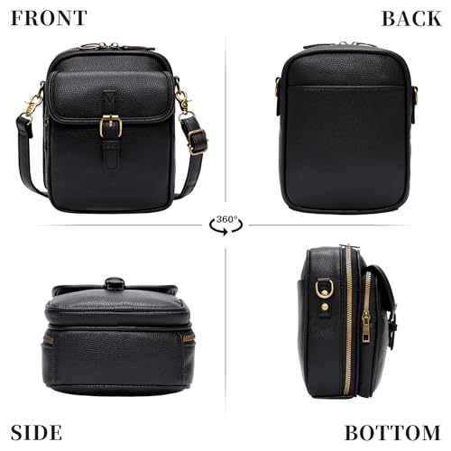Small Crossbody Bags for Women, Vegan Leather Messenger Bag Anti Theft, Shoulder Bag with Card Slots - color: Black