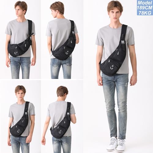NICGID Sling Bag Chest Shoulder Backpack Crossbody Bags Casual Daypack for Men Women (Black-014) - color: Black-014