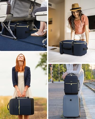 LOVEVOOK Carry On Backpack, 40L Travel Backpack Women with 3 Packing Cubes, TSA Airline Approved Suitcase Bag as Personal Item, Waterproof 17 inch Laptop Backpack for Weekender Overnight, Dark Blue - color: Dark Blue, size: 40L-17.3 Inch-4Pcs