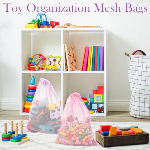 Frienda 6 Pieces Mesh Stuff Sack, 11 x 15 Inch Durable Nylon Drawstring Laundry Bag for Rinsing Beach Toys, Seashell Collecting, Mesh Bags for Travel(Gradient Purple) - color: Gradient Purple