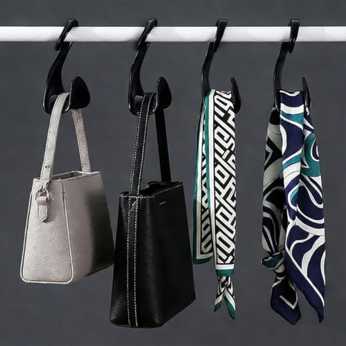 10 Pcs Purse Hanger Hook Purse Organizer Insert Hanger Holder Handbags Backpacks Arch Hook for Closet Home Storage(Black) - size: Black(10pcs)