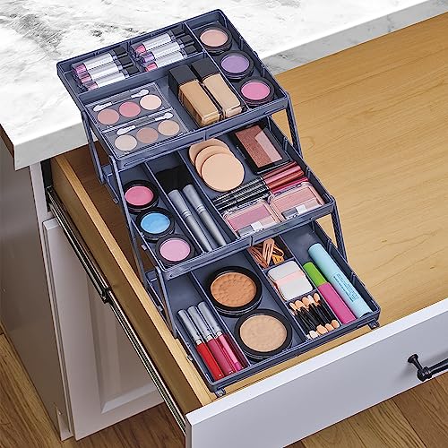 Ontel Smart Drawer Organizer - Multi-level Jewelry Holder, Cosmetics Organizer, or Office Drawer Organizer with Adjustable Dividers for Organization and Storage, Fits Drawers 9.5"W x 7.5"L x 2.75"D - style: Smart Drawer